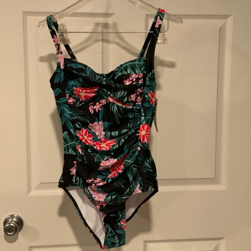 Floral Black One-Piece Swimsuit